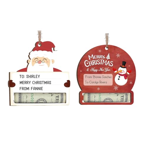 2 Stück Geldgeschenk Weihnachten, Weihnachtsgeldhalter für Christbaumschmuck, Grußkarten und Geschenkverpackungen, Ideal für Erwachsene, Familien und Freunde