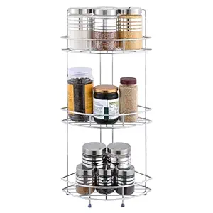 Stainless Steel Multipurpose 3 Tier Rack by schmieden | Three Layer Corner Shelf | Rust Resistant Counter top Rack