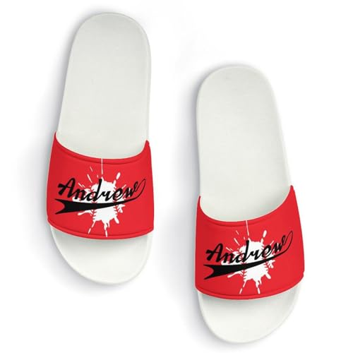 Custom Sports Slides Personalized Slippers - Baseball Sandals Quick Drying Softball Slippers Indoor Outdoor,Gifts for Men Youth Boy (White,Style 6)