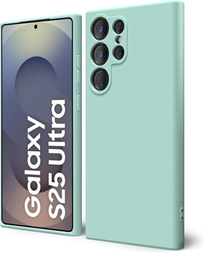 Image of DIZORO Microfiber Candy Case Compatible for Samsung S25 Ultra 5g Smooth Touch Cushion Liquid Soft Silicone Gel Rubber Phone Cases Non-Slip Full Body Protective Shockproof Back Cover (New Mint)