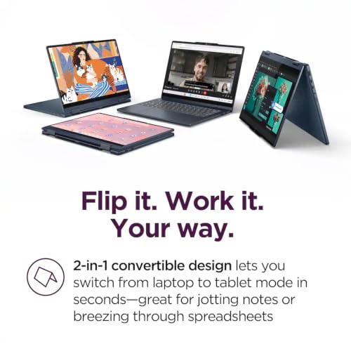Image of Lenovo Chromebook Plus 2-in-1 Laptop, 14 inch WUXGA Touchscreen Display, Intel Core i3 N355, 8GB LPDDR5, 128GB UFS, Backlit Keyboard, Fingerprint Reader, Wi-Fi 6E, Chrome OS, Blue, EAT 128GB SD Card