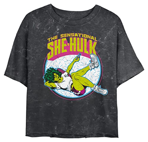 Image of Marvel Women's Marvel Classic She Hulk Women's Mineral Wash Short Sleeve Crop Tee