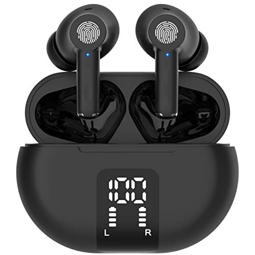 TWS AD Pro Style 101 Earbuds BT 5.3 V Wireless Headset Low Latency in-Ear Gaming Earphones, ENC Microphone, Touch Control True Stereo HiFi Sound IPX6 Waterproof LED Power Display Airdots (Black)