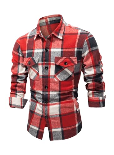 ✅ 【Camicia di flanella multiuso】 Le camicie di flanella da uomo si adattano a diverse situazioni quotidiane e possono essere combinate in diversi stili. La indossi con una canotta o una t-shirt, con jeans o pantaloni. Ideale per l'abbigliamento quotidiano, le vacanze, le feste, ecc.