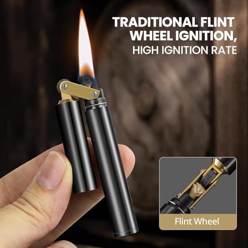 Image of Smoke King Vintage Trench Lighter Refillable Soft Flame Copper Lighter, Nunchaku Style, Leak-Proof EDC Pocket Lighter, for Men (Fuel Not Included)