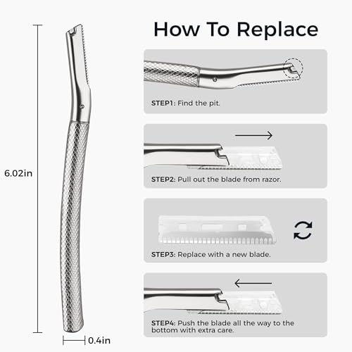 ZOMCHI Eyebrow Razor, Face Razors for Women&Men, Eyebrow Trimmer Shaper with Precision Cover,Facial Shaver with 6 Blades (Silver)