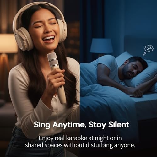 Image of JODIO K3 Wireless Karaoke Headphones with Mic, Sing Anytime on YouTube, Spotify, TikTok, Smule or StarMaker, Patented AI Vocal Removal, Private Mode, Duet, Echo & Key Control, Bluetooth, Carry Case