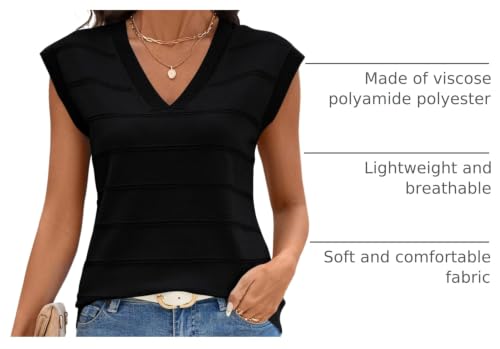 Image of AKEWEI Sweater Vest Women Sleeveless Knitted V Neck Cap Sleeve Pullover Tank Tops 2025 Summer Fall Fashion Causal Trendy