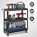 DNA MOTORING 3 Tier Rolling Tool Cart, Heavy Duty Rolling Service Tool Cart with 3 Tires, Metal Service Cart for Warehouse, Garage, Office, Workshop, TOOLS-00796-BK