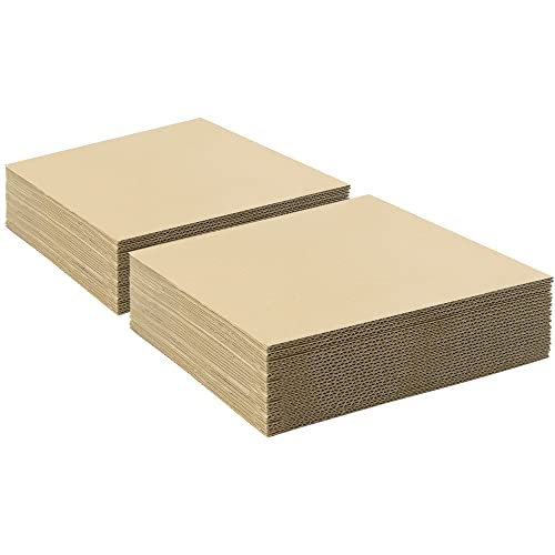 Image of Golden State Art 50 Pack 10x10 Corrugated Cardboard Sheet 1 /8 inch Flat Inserts | Flat Square Layer Pads, Corrugated Card Board Inserts for Shipping, Packing, Mailing or DIY Art Crafts, Box Dividers (Brown)
