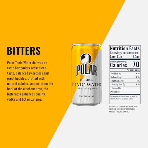 Image of LastFuel. Polar Tonic Water - 24pk 7.5oz Cans | Crisp Flavor, Perfect Fizz, Essential Mixer | Crafted with Natural Quinine