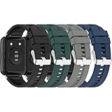 4PACKS Compatible with Huawei Watch Fit 2 Smartwatch Silicone Sport Strap Replacement Band Quick Release Adjustable Wristband Accessory for Huawei Fit 2 Watch Band (4ColorsA)