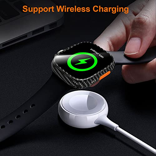 Tsogia Bumper Case For Apple Watch Ultra With Built-In Screen Protector, [2 Pack] Hard Pc Case Compatible With Apple Watch Ultra 49Mm, Shockproof Protective Cover For Iwatch Ultra, Carbon Fiber #TOP4