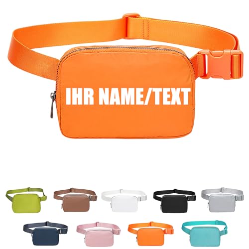 Personalisierte Bauchtasche Herren mit Gesticktem Namen, Bauchtasche Damen Klein, Gürteltasche Herren, für Joggen Laufen Sport Wandern Outdoor, für Männer Damen, Personalisierte Geschenke (Orange)