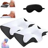 TRYGYY Sleepshield Pillow, Ergonomic Neck Support Pillow, Ergonomic Pillow Side Sleeper, Memory Foam Ergonomic Pillows for Sleeping (Black 2Pcs)