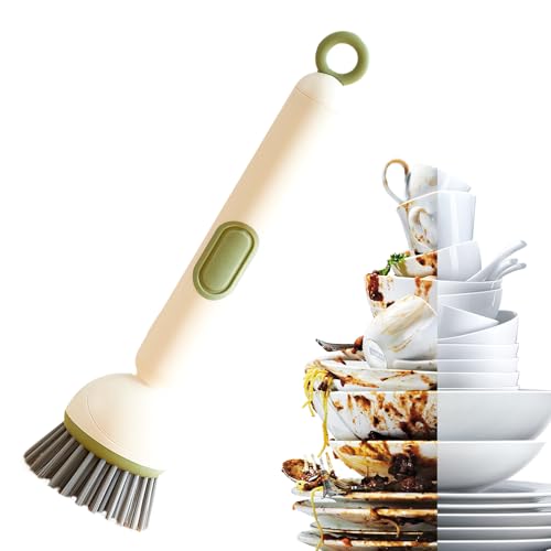 Cepillo exfoliante para cuencos, 6 vías giratorias, cepillo de limpieza ajustable con dispensador de líquido, cepillo de limpieza de cuencos, cepillo giratorio para | bandeja dispensadora de