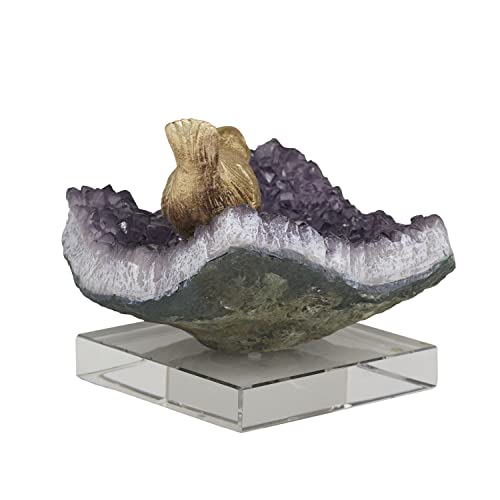 Deco 79 Polystone Birds Sculpture, 7" X 7" X 5", Multi Colored #TOP5