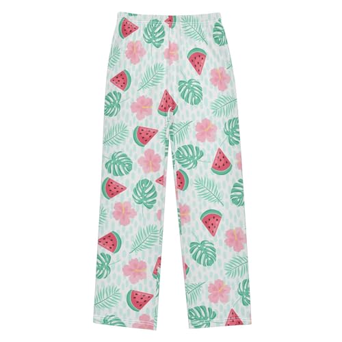 visesunny Boys Pants Watermelon Flower Loose Jogger Pants Soft Elastic Trousers Long Bottoms with Pockets M