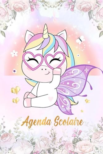 Agenda Scolaire 2024 2025 fille: Organisateur et Planificateur Journalier | cp - ce1 - ce2 - cm1 - cm2 |1 Jour Par Page avec Heure | Thème Licorne