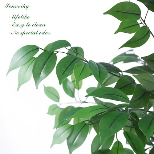 Artificial Ficus Tree 6ft, Fake Trees for Home Office Decor, Realistic Silk Leaves & Resin Trunk, Indoor Potted Plant for Living Room, Hotel, Lobby, No-Maintenance Needed - Image 5