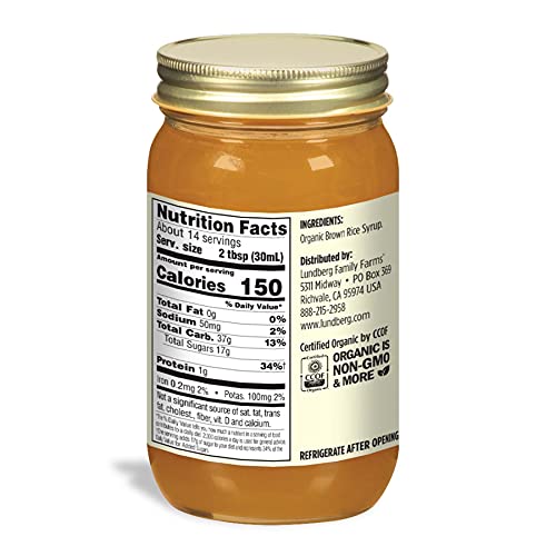 Lundberg Family Farms - Organic Sweet Dreams Brown Rice Syrup, Substitute Sweetener, Replaces Sugar, Honey, Corn Syrup, Non-Gmo, Gluten-Free, Usda Certified Organic, Vegan, Kosher (21 Oz, 2-Pack) #TOP1