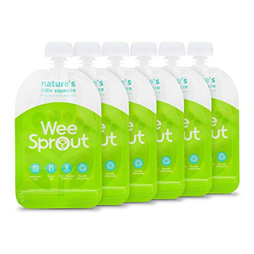 Image of WeeSprout Double Zipper Reusable Food Pouches (Green, 3.4 fl oz)
