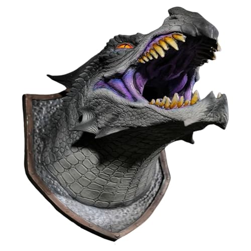 Sculpture murale dinosaure 3D avec LED tête de dragon décoration d'Halloween pour bureau