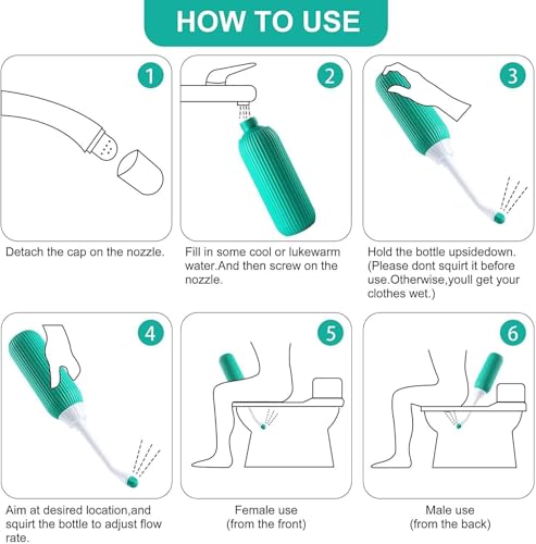 Image of UCRAVO 500ML Plastic Retractable Handheld Bidet Portable Antislip Angled Nozzle Spray Easy to use with Travel Bag Green Bottle for Toilet Jet Personal Hygiene Care Water Spray Bidet Multipurpose
