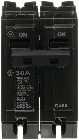 ABB Q-Line® THQL2130 Q Line 30A Double-Pole Circuit Breaker • 10kAIC, 120/240V, 30 Amp • Two-Pole Load Center Circuit Breaker • Non-Interchangeable Thermal Magnetic Trip
