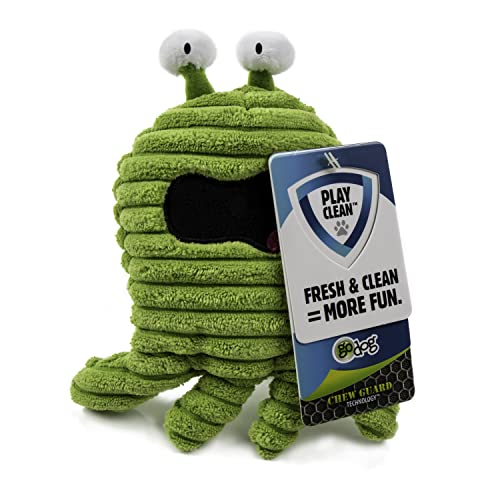 Image of goDog PlayClean Germs Squeaky Plush Dog Toy with Odor-Eliminating Essential Oils, Chew Guard Technology - Green, Large