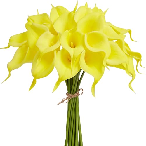 AWARDSEN 12Pcs Yellow Calla Lily Artificial Flowers for Wedding Bouquet