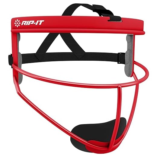 RIP-IT Original Defense Softball Face Mask | Lightweight Protective Softball Fielder's Mask | Youth | Scarlet