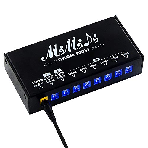 MIMIDI Guitar Pedal Power Supply,Adapter Station,8 Isolated DC Output for 9V/12V/15V/18V Effect Pedal