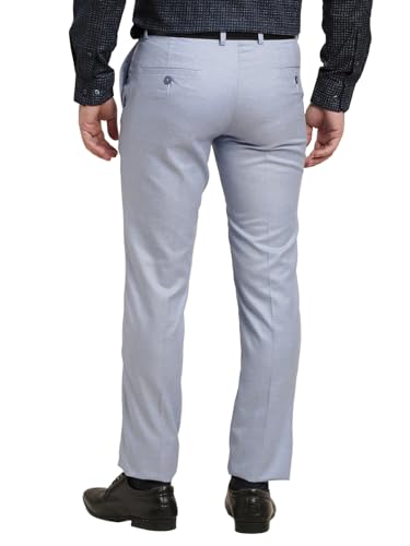 Image of Turtle Men Pv Linen Dobby Printed Slim Fit Formal Trouser