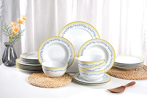 Braque Ceramic Dinner Plates Set Of 6, 10.5 Inch Dish Set - Microwave, Oven, And Dishwasher Safe, Scratch Resistant, Modern Rustic Dinnerware - Kitchen Porcelain Serving Dishes - Olive Vine #TOP4
