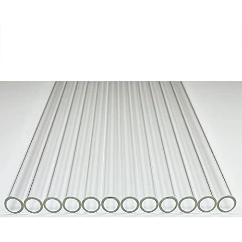 Glass tubes 12 Piece, 8 Inch Long Borosilicate Glass Tubes OD 12 mm Thickness 1.5 mm Industrial Glass Tubing for Tall Cups (12mm / Clear) Cover