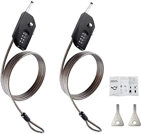 2 Pack Adjustable Combination Lock, Flexible Retractable Steel Locking Cable Trail Camera, 6.6ft Long Cable Lock for Luggage Suitcase Helmet