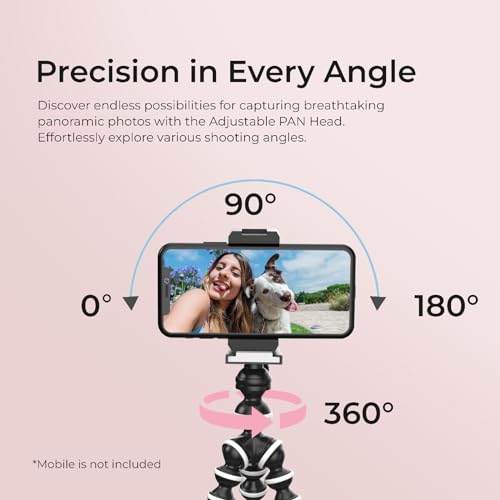 Image of DIGITEK (DTR 250 GT) 24cm Flexible Gorilla Mini Tripod with Phone Holder & Pan Head, 10 Sections Adjustment, 24cm Max Height, Cutting Edge Design, Reliable Grip, for Smartphones & Action Cameras