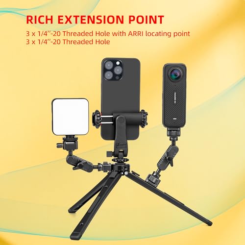 Image of Zeadio Metal Camera Tripod, Adjustable Desktop Tripod Stand, for Smooth 4, Vimble 2, Osmo Mobile, Ronin-S, Gimbal Handle Stabilizer and All Cameras