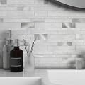 VAOVI Backsplash Tile Peel and Stick Kitchen Stone Subway Linear Mosaic Bathroom Shower Wall Waterproof(10pcs,Cement Gray)