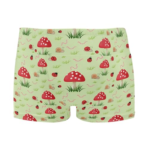 Red Mushroom Snails Ladybug Mens Swim Trunk Swimwear Bathing Suit Swim Brief Square Leg Board Short S B0405155