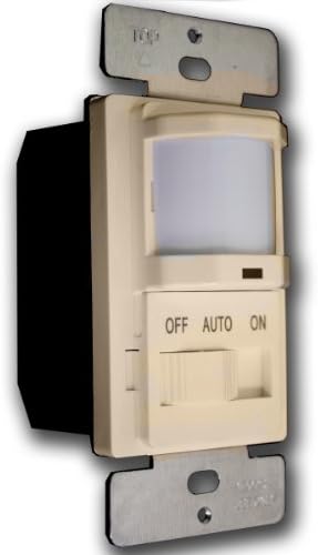 Enerlites WOS15 Occupancy Sensor Switch, 120VAC 60Hz, Fluorescent 500VA, Motor 1/8HP, Incandescent 500W, Ivory