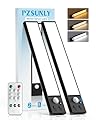 PZSUNLY Under Cabinet Lighting Wireless,Motion Sensor Light Indoor Rechargeable,3Color Dimmable Closet Light Battery Operated with Remote Control,Under Counter Lights for Kitchen,Closet 2Pack