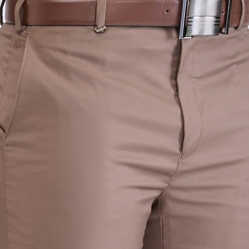 Image of Raymond Men's Contemporary Fit Terylene Blend Solid Pattern Flat Front Formal Trouser