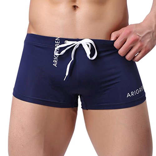 Boomboom Men's Boxer Briefs Swimming Shorts Trunks Short Pants (XL, Navy)