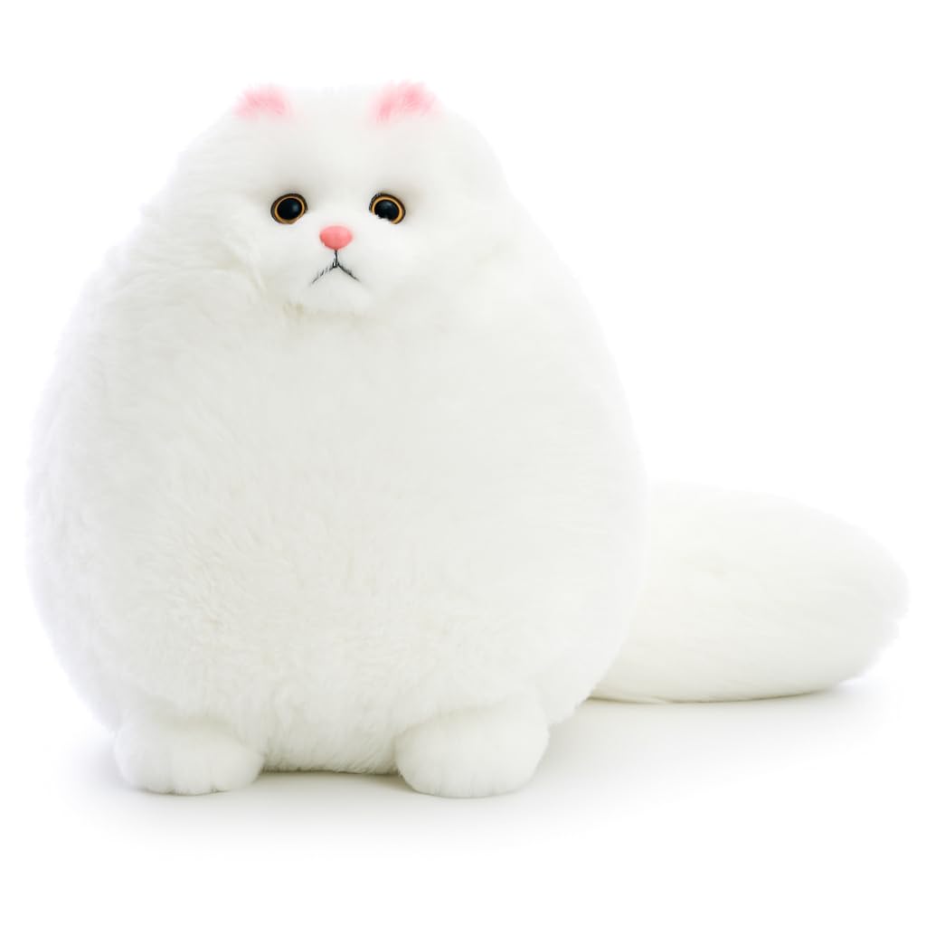 SARO Fluffy Persian Cat Plush – Ultra-Soft Stuffed Animal for Kids & Adults – Cuddly White Cat Pillow Toy – Adorable Round Kitty Plush for Gifting, Home Decor, and Snuggling - 27cm | (Persian CAT)-image-13