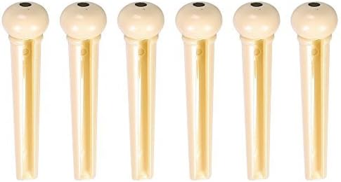 6PCS Acoustic Guitar ABS Plastic Bridge Pins, Ivory With Black Dot