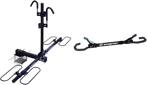 Swagman Portabicicletas Traveler XC2 RV aprobado para montaje en enganche, negro y adaptador Swagman Deluxe BAR Swagman Portabicicletas Traveler XC2 RV aprobado para montaje en enganche, negro y adaptador Swagman Deluxe BAR