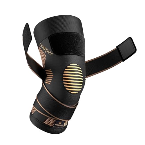 NEENCA Rodillera de Cobre Con Correas,Rodilleras de Compresión para Dolor de Rodilla, Artritis, Ligamento Cruzado Anterior, Desgarro de Menisco, Alivio Del Dolor en Las Articulaciones