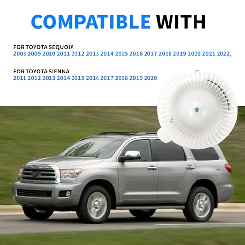 Image of HVAC Heater Blower Motor Compatible with Toyota Sequoia 2008-2022 Sienna 2011-2020 Front Side Replaces 87103-0C051, 700298, 75050, 871030C051